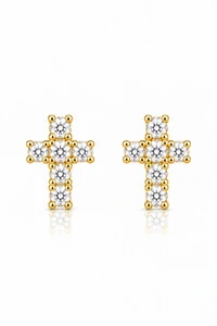 Brinco Cruz Zircônias banhado no Ouro 18k