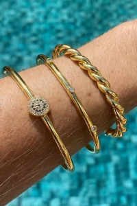 Pulseira Bracelete Ponto Luz Zircônia Ouro 18k