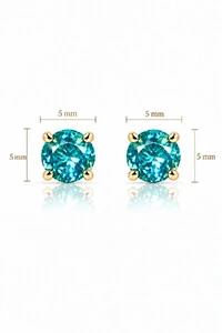 Brinco Ponto luz 5MM Turmalina Zircônia Ouro 18k