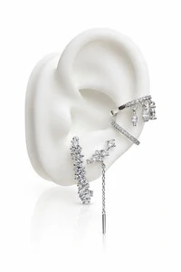Brinco Earhook Duplo Ródio Branco