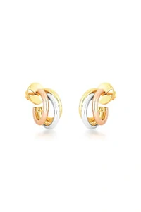 Brinco Argola Betina Tripla Lisa P Tricolor Ouro 18k