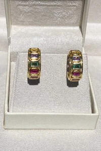 Brinco Argola Colorida Ouro 18k