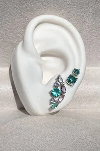 Brinco Ponto luz 6MM turmalina Zircônia Ródio Branco