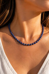 Colar Pedra Lápis Lazuli Anis Ouro 18k