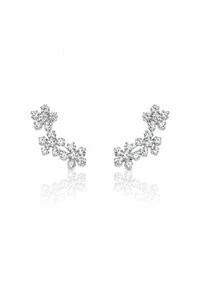 Brinco Earcuf 3 Flores Zircônias Prata 925