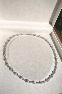 Colar Riviera Flores Zircônia Ródio Branco