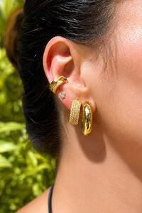 Fake Piercing Blue Zircônias Dourado