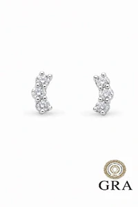 Brinco Earcuff 3mm Moissanite Prata 925 com Ródio branco