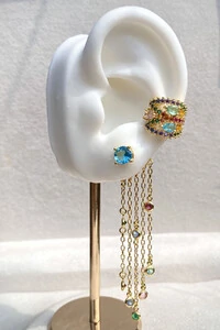 Brinco Franja Pontos de Luz Zircônias Coloridas