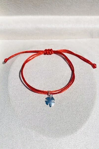 Pulseira Cordão Vermelha Pingente Trevo da Sorte Prata 925