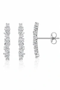 Brinco Earhook Duplo Ródio Branco