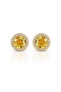Brinco Ponto Luz Yellow Fancy Com Zircônias Ouro 18k