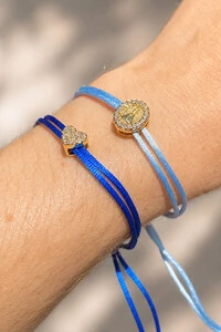 Pulseira Pingente Coração P Zircônias AZul Royal