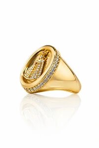 Anel Nsra Aparecida Zircônia Ouro 18k