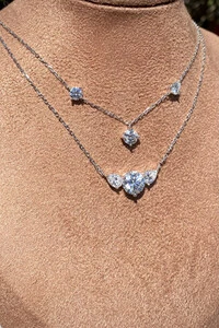 Colar Pontos de Luzes Central 9MM Moissanite Prata 925 Ródio Branco