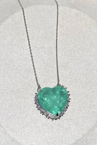 Colar Coração Turmalina Fusion Ródio Branco