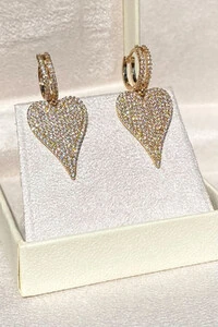Brinco Argola Coração Zircônias Ouro 18k