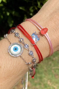 Pulseira Cordão Vermelha Pingente Trevo da Sorte Prata 925