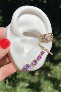 Fake Piercing Trevo Zircônia Ouro 18k