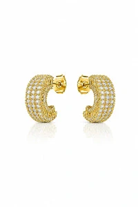 Brinco Argola Daiana Zircônias Ouro 18k