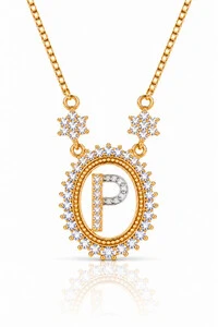 Colar Inicial Letra P Banhado no Ouro 18k