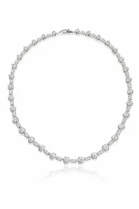 Colar Riviera Flores Zircônia Ródio Branco