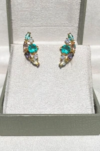 Brinco Earcuff Candy Colors Zircônias Ouro 18k
