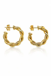 Brinco Argola Tubo Torcida Ouro 18k