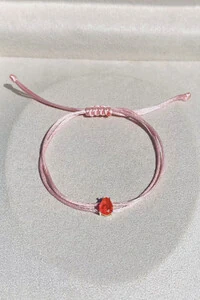 Pulseira Cordão Rosa Claro Gota Fusion Coral Prata 925