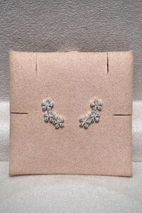 Brinco Earcuf 3 Flores Zircônias Prata 925