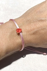 Pulseira Cordão Rosa Claro Gota Fusion Coral Prata 925