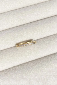 Fake Piercing Zircônias Fino Retangular Dourado