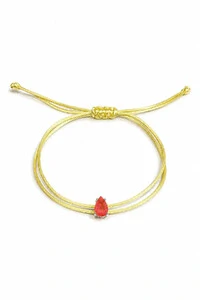 Pulseira Cordão Amarelo Gota Fusion Coral Prata 925
