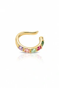 Fake Piercing JULY Zircônias Coloridas Ouro 18k