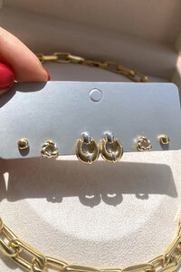 Brinco Trio Duo Ouro 18k