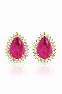 Brinco Gota Fusion Pink Zircônia Ouro 18k