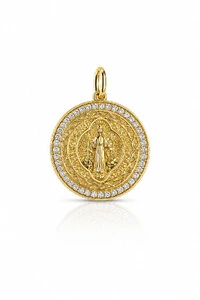 Pingente São Bento Zircônias em Volta Ouro 18k