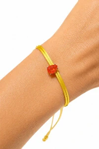 Pulseira Cordão Amarelo Gota Fusion Coral Prata 925