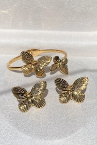 Brinco Borboleta Frisos Ouro 18k