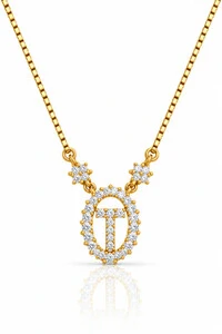 Colar Inicial Letra T Pequena Banhado no Ouro 18k