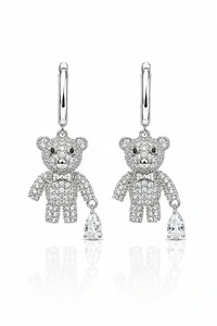 Brinco Argola Teddy Zircônia Ródio Branco