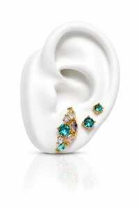 Brinco Ponto luz 3MM Turmalina Zircônia Ouro 18k
