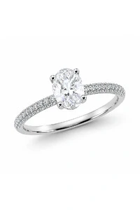 Anel Solitátio Oval Moissanite 7x9 MM Prata 925 Ródio Branco