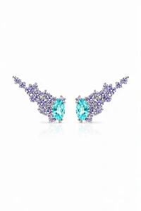 Brinco Earcuff Lavanda Zircônia Ródio Branco