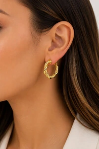 Brinco Argola Tubo Torcida Ouro 18k