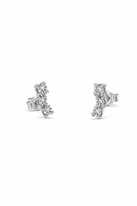 Brinco Earcuff 3mm Moissanite Prata 925 com Ródio branco