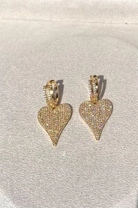Brinco Argola Coração Zircônias Ouro 18k