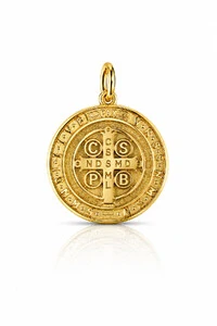 Pingente São Bento Zircônias em Volta Ouro 18k
