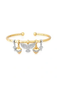 Bracelete Espírito Santo e Sagrado Coração Zircônias Ouro 18k