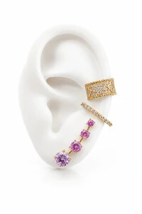 Fake Piercing Trevo Zircônia Ouro 18k